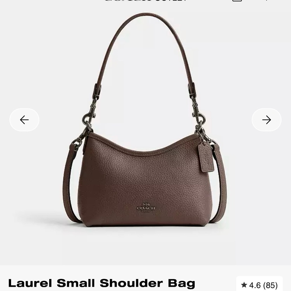 Coach Laurel Small Shoulder Bag in Dark Stone Pebbled Leather
